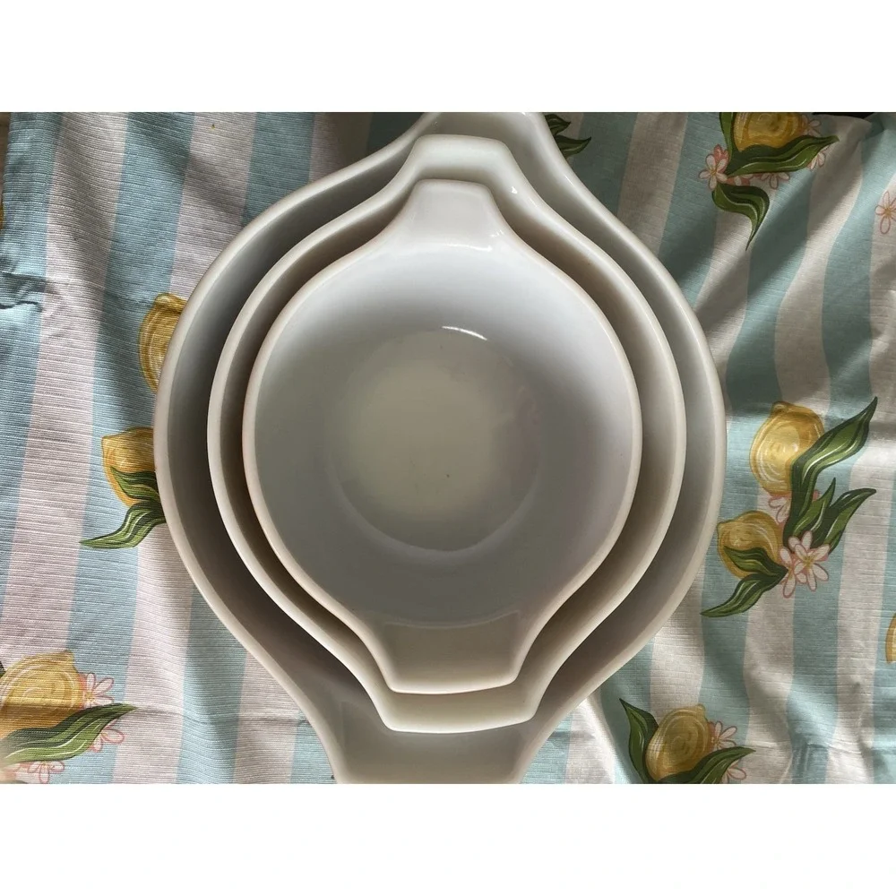 Vintage Pyrex Early American Nesting Cinderella Bowls Mid Century Set Of 3